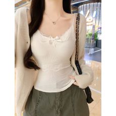 批发带胸垫 人棉磨毛 蕾丝拼接吊带背心女秋冬<b class='q'>修身</b>保暖内搭打底衣