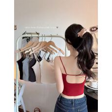 批发带胸垫 肩带可调节人棉磨毛露背镂空吊带背心女<b class='q'>秋</b>冬内搭美背