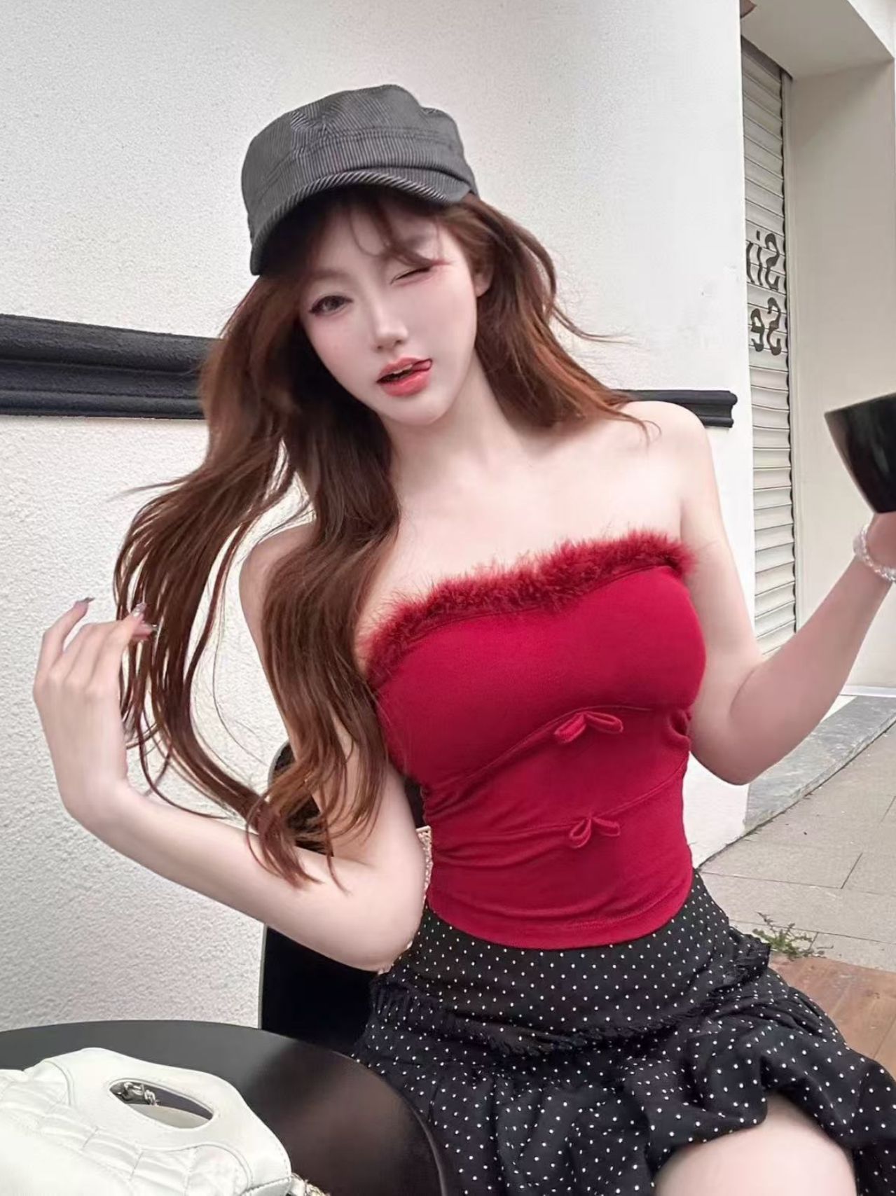 벨트 가슴 패드 모피 패치워크 섹시함 튜브탑 조끼 여성 여름 순수한 욕망 핫걸 몸매 가꾸기 인사이드 가져 가라. 짧은 맨위