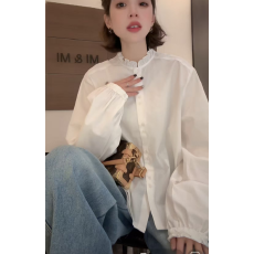 批发2025秋<b class='q'>冬</b>”棉+麻“小众设计花苞领衬衣