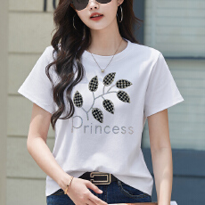 批发短袖T恤女夏季正肩宽松<b class='q'>休闲</b>显瘦洋气打底上衣烫钻半袖圆领ins韩版