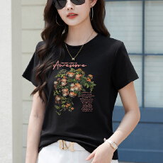 批发女士短袖t恤女夏季新款爆款洋气韩版<b class='q'>大码</b>宽松显瘦休闲圆领上衣ins