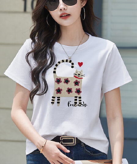 2026 새로운 반팔 티셔츠 여성 의류 여름 트렌드 패션 루즈핏 슬림해 보이는 미니멀리즘 라운드 넥 3 차원 패턴 맨위