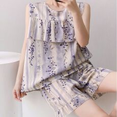 批发95涤纶 新款潮流新中式国风睡衣女夏季薄款高级感家居服<b class='q'>套装</b>大码