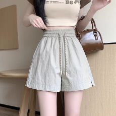 批发上身舒服无<b class='q'>压力</b>2025新款松紧腰抽绳简约纯色宽松直筒休闲短<b class='q'>裤</b>女