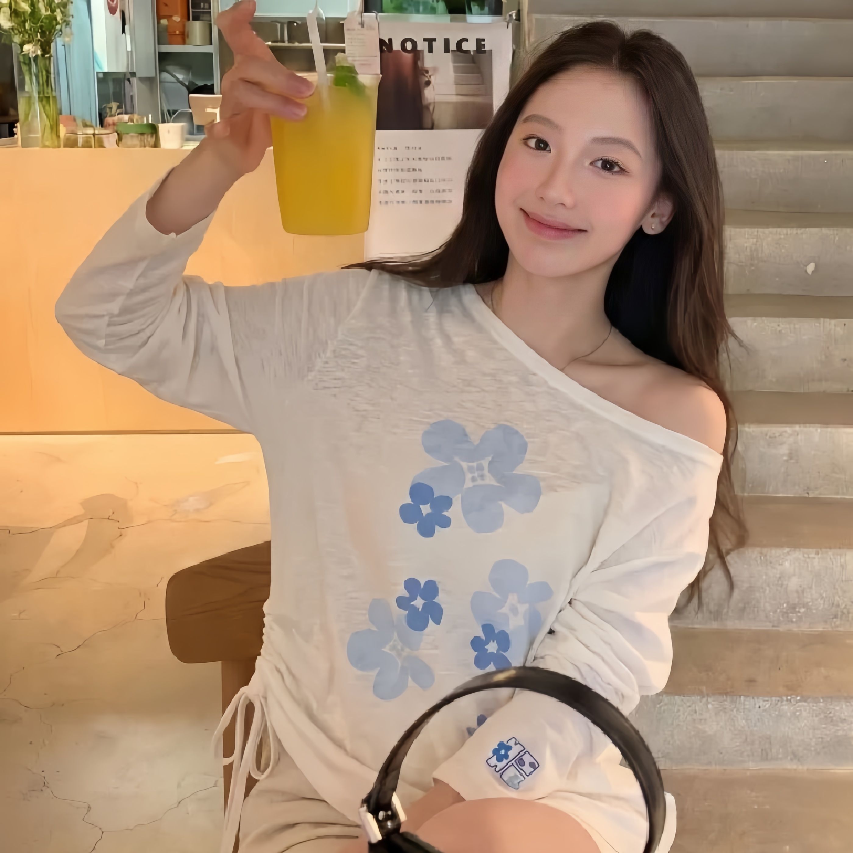 65 면 눈꽃 면 프린트 비스듬한 어깨 긴팔 자외선 차단 기본 셔츠 블라우스 통기성 있음 펌프 로프 여성 셔츠