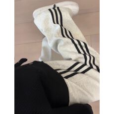 批发【春秋款/加绒款 S-XL】  白灰色运动裤女休闲条纹阔腿卫裤