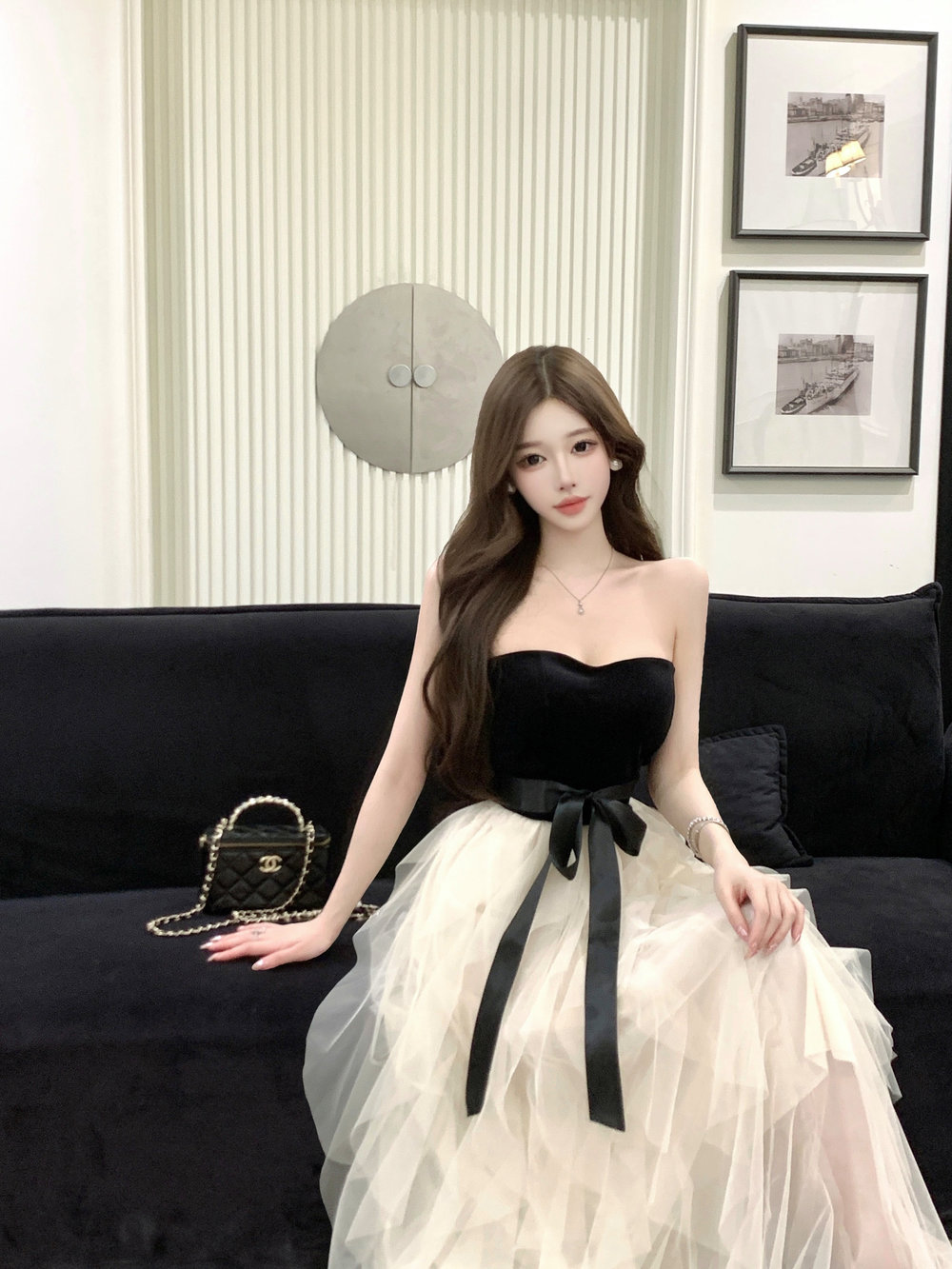 실사 고급 센스 빛 럭셔리 명문 여성 슈퍼 요정 망사 섹시함 생일 성인 예복 드레스