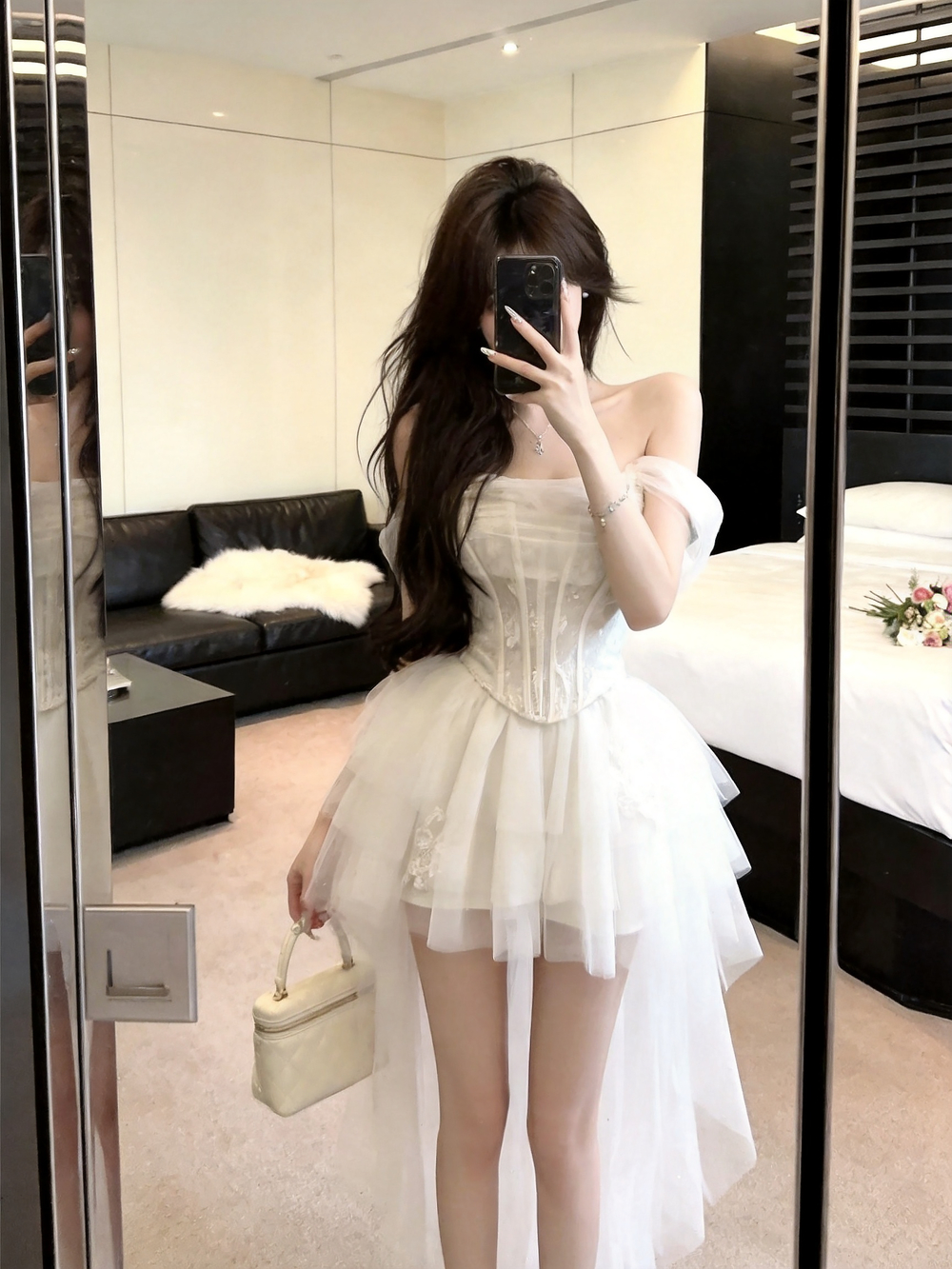실사 순수한 욕망 한 부서 부드러운 달콤함 오프숄더 맨위 망사 치마 투피스 세트 세트