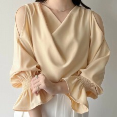 批发外单外贸新款韩国日本东南亚订单春夏新款七分袖衬衫<b class='q'>雪纺衫</b>上衣