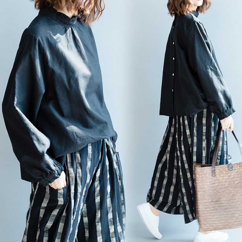 실사 2026 봄 새로운 한국 스타일 루즈핏 빅 사이즈 맨위 패션 목이버섯 레이스 다용도 긴팔 셔츠 여성