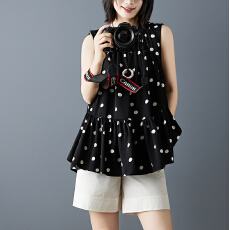 批发实拍2026夏季新款<b class='q'>雪纺</b><b class='q'>衫</b>甜美衬衫女薄款下摆荷叶边宽松无袖上衣