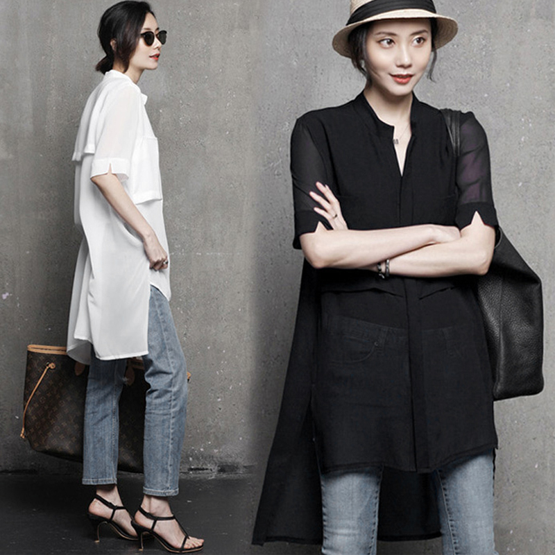 실사 2026 여름 새로운 한국 스타일 셔츠 루즈핏 캐주얼 패션 3 차원 V넥 반팔 쉬폰 블라우스 여성 셔츠