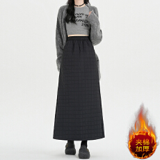 批发实拍秋冬新款高腰显瘦<b class='q'>百搭</b>夹棉韩版加厚后开叉半身裙