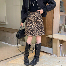 批发实拍秋冬新款街头时尚辣妹冬季卷卷毛豹纹包臀显瘦<b class='q'>性感</b>半身裙