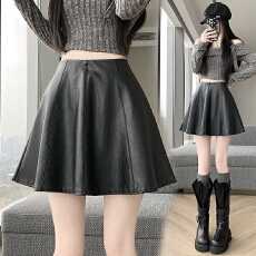 批发实拍秋冬新款PU皮<b class='q'>裙</b>高腰显瘦半身<b class='q'>裙</b>女蓬蓬A字短<b class='q'>裙</b><b class='q'>伞</b><b class='q'>裙</b>百褶<b class='q'>裙</b>