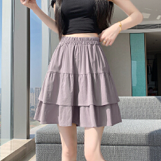 批发实拍春夏新款时尚百搭高腰显瘦阔腿裤裙简约时尚蛋糕修身显瘦裤裙