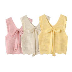 批发实拍 韩系少女感蝴蝶结<b class='q'>毛衣</b>马甲<b class='q'>新款</b>甜美设计显瘦无袖针织背心