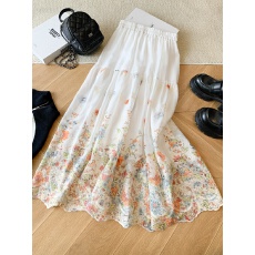批发实拍韩系甜美网纱碎花<b class='q'>半身</b>裙2026春新款刺绣中长款印花A大摆长裙