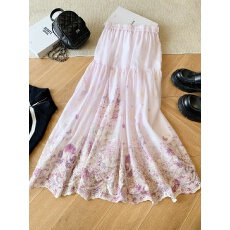 批发实拍韩系甜美网纱碎花<b class='q'>半身</b>裙2026春新款刺绣中长款印花A大摆长裙