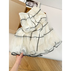 批发实拍 法式绝美蕾丝网纱半身裙女2026春季新款蝴蝶结系带大摆长裙