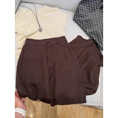批发咖棕色高腰垂感西装阔腿裤女夏款冰丝薄款显瘦直筒百搭拖地休闲裤
