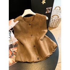 批发复古做旧麂皮绒马甲外套女<b class='q'>欧洲</b>站2026早秋新款欧货女装无袖上衣潮