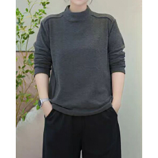 批发大码女装宽松显瘦双面绒德绒打底秋冬内搭半高领长袖T恤保暖上衣