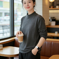 批发冬装新款显瘦百搭<b class='q'>大码</b>女装加厚保暖双面绒磨毛发热德绒<b class='q'>打底衫</b>上衣