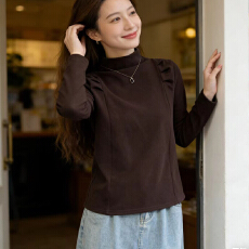 批发<b class='q'>冬</b>装新款胖MM显瘦高级感长袖加厚双面磨毛德绒加绒衫大码打底衫女