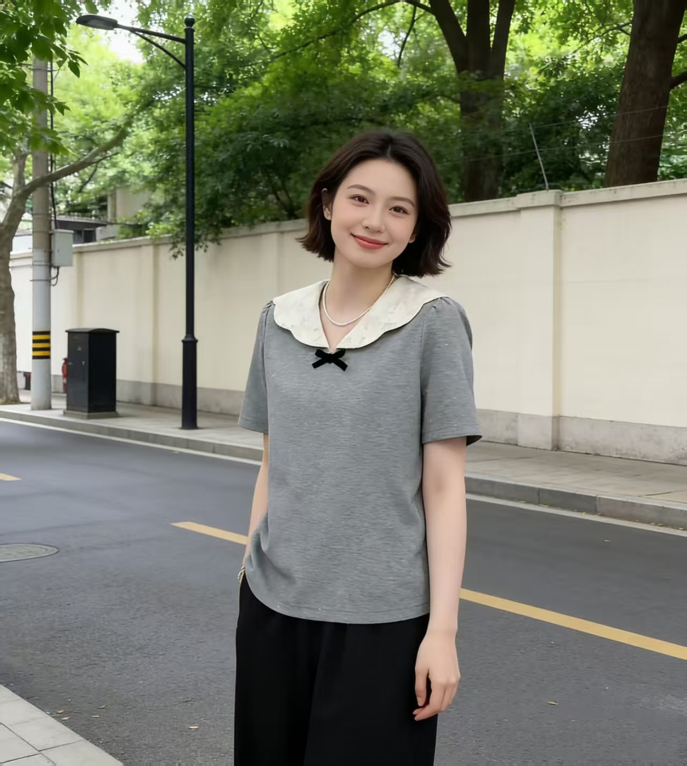 2026 여름 새로운 지방 mm 슬림해 보이는 한국 스타일 프랑스식 배색 폴로 칼라 품격 반팔 티셔츠 빅 사이즈 여성 의류 맨위