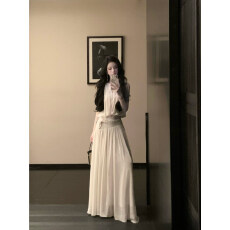 批发Sun雅乔【卡洛琳】夏装气质无袖白色雪纺上衣<b class='q'>女</b>半身长裙<b class='q'>两件套</b>装