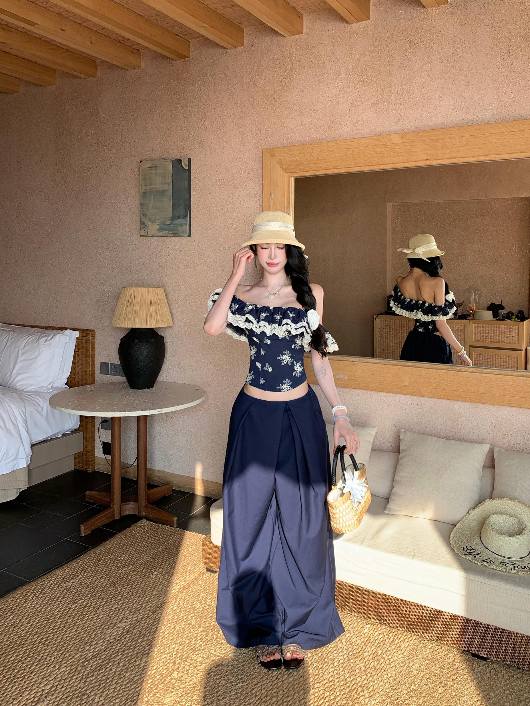 암소 위로 암소 위로 꽃무늬 튜브탑 맨위 여성 2026 이른 봄 레이스 조각 생선뼈 코르셋 핫걸 비스듬한 어깨 조끼