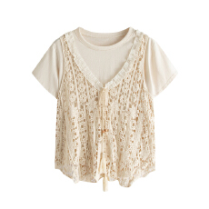 批发有货实拍2026夏季新款韩版百搭宽松T恤+镂空吊带两件套女上衣夏