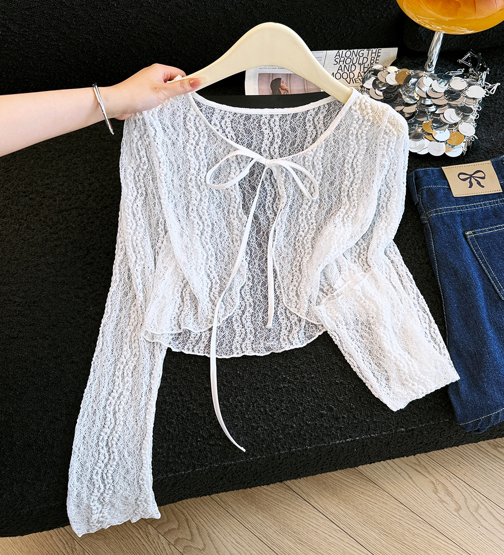 재고 있음 2026 여름 새로운 다용도 레이스 긴팔 여름 망토 여성 레이스 작은 셔츠