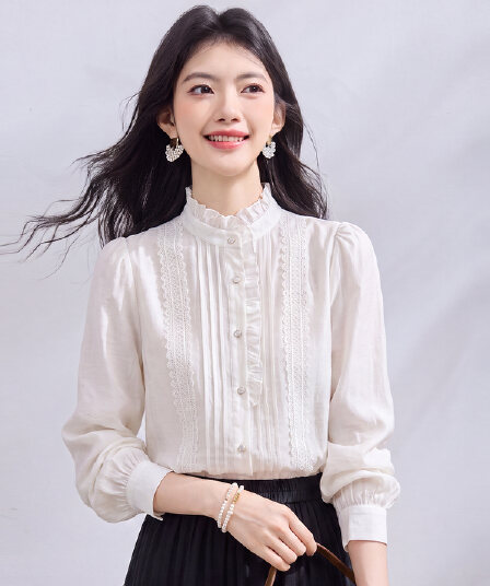 있음 선적 실사 2026 가을 새로운 한국 스타일 다용도 긴팔 캐주얼 여성 셔츠