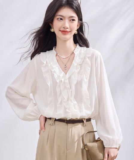 있음 선적 실사 2026 가을 새로운 한국 스타일 다용도 긴팔 캐주얼 셔츠 여성 셔츠