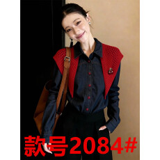 批发2026早春新品<b class='q'>牛仔</b>披肩衬衫女复古设计感显瘦通勤日常简约长袖<b class='q'>上衣</b>
