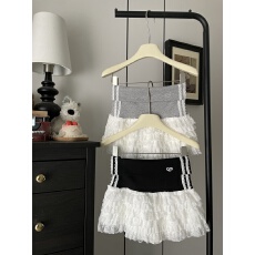 批发实拍 推荐~甜美风蕾丝拼接撞色高腰蛋糕半身短裙女夏