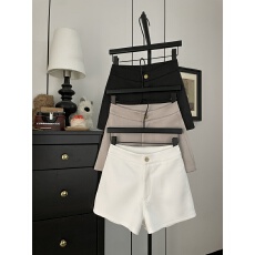 批发实拍 高腰弹力灰色西装短裤子2025年新款辣妹显瘦小个子打底热裤