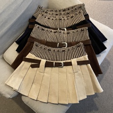 批发实拍 推荐~美德拉甜辣风针织腰头灯芯绒半身<b class='q'>短裙</b>秋冬