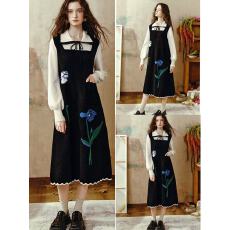 批发大量出货 2025秋冬毛衣裙<b class='q'>假两件</b>长裙月夜鸢语宽松气质针织<b class='q'>连衣裙</b>