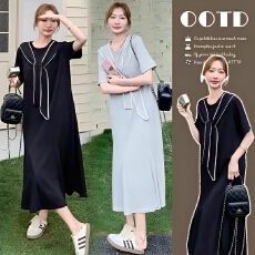 批发新品现 夏季2026新款海军领设计感宽松假两件披肩冰丝裙连衣裙