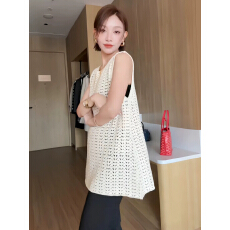批发中长款<b class='q'>镂空</b><b class='q'>针织衫</b>无袖背心裙女装夏季2026新款叠穿屁帘上衣遮屁股