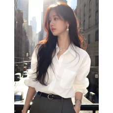 批发IAMJAM【JQ175】“极简气质<b class='q'>翻领</b>白衬衫