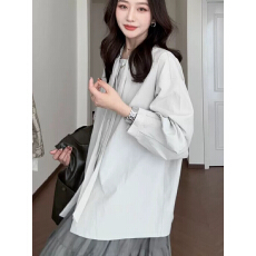 批发气质极简<b class='q'>风</b>通勤绑带长袖上衣女早春<b class='q'>韩</b>版宽松显瘦遮肉休闲外穿衬衫