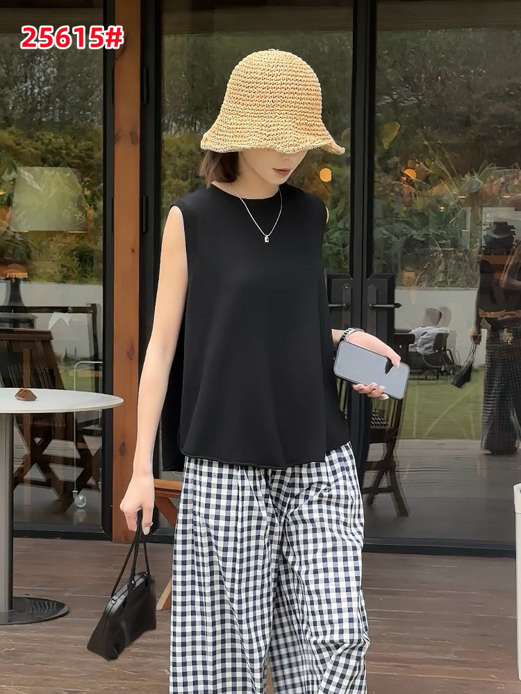 보스 주 익스트림 제인 오래된 돈 여름 새로운 얇은 스타일 라운드 넥 편안함 볼륨 측면 니트 조끼 여성 외출용