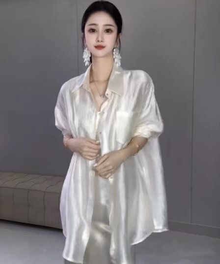 한 부서 느긋한 바람 얇은 스타일 자외선 차단 긴팔 여성 셔츠 여름 드레스 루즈핏 캐주얼 맨위