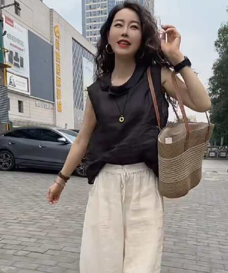 고급 센스 빛 럭셔리 쇼트 스타일 민소매 조끼 여성 여름 새로운 품격 부드러운 바람 얇고 가벼운 통기성 아름다운 작은 셔츠 맨위