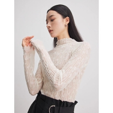 批发半高领<b class='q'>蕾丝</b>网纱针织打底衫女秋季2025新款修身内搭秋冬